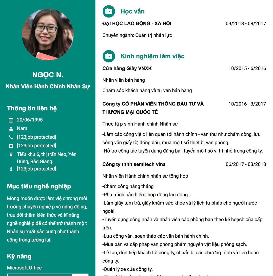 Gợi ý cách viết Mẫu CV tham khảo Nhân viên hành chính nhân sự 