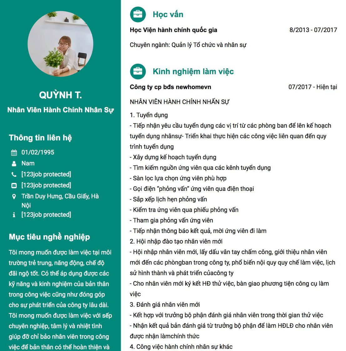 Gợi ý cách viết Mẫu CV tham khảo nhân viên hành chính nhân sự 