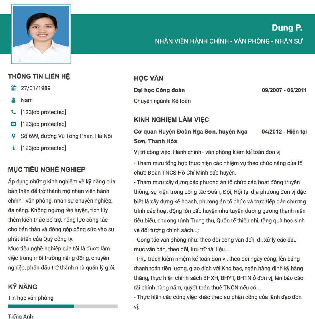 Gợi ý cách viết Mẫu CV tham khảo Nhân viên Hành chính - văn phòng - nhân sự 