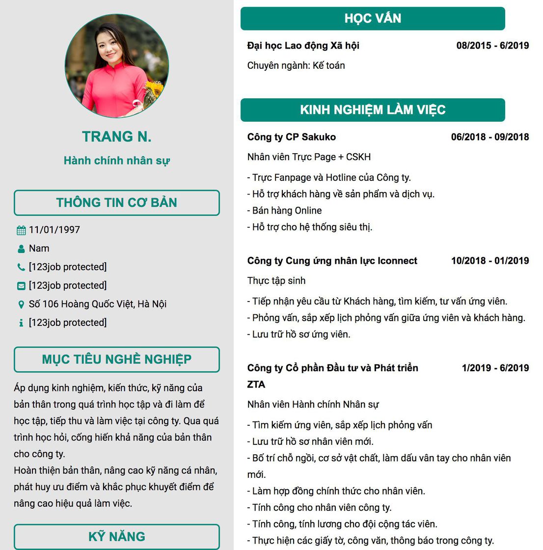 Gợi ý cách viết Mẫu CV tham khảo Hành chính nhân sự 