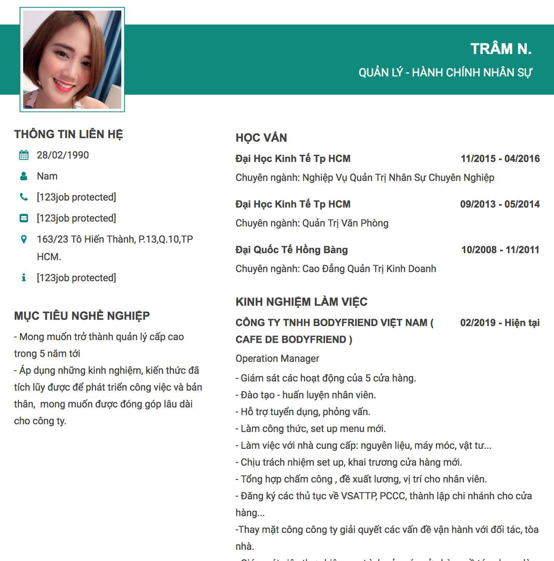 Gợi ý cách viết Mẫu CV tham khảo QUẢN LÝ - HÀNH CHÍNH NHÂN SỰ 