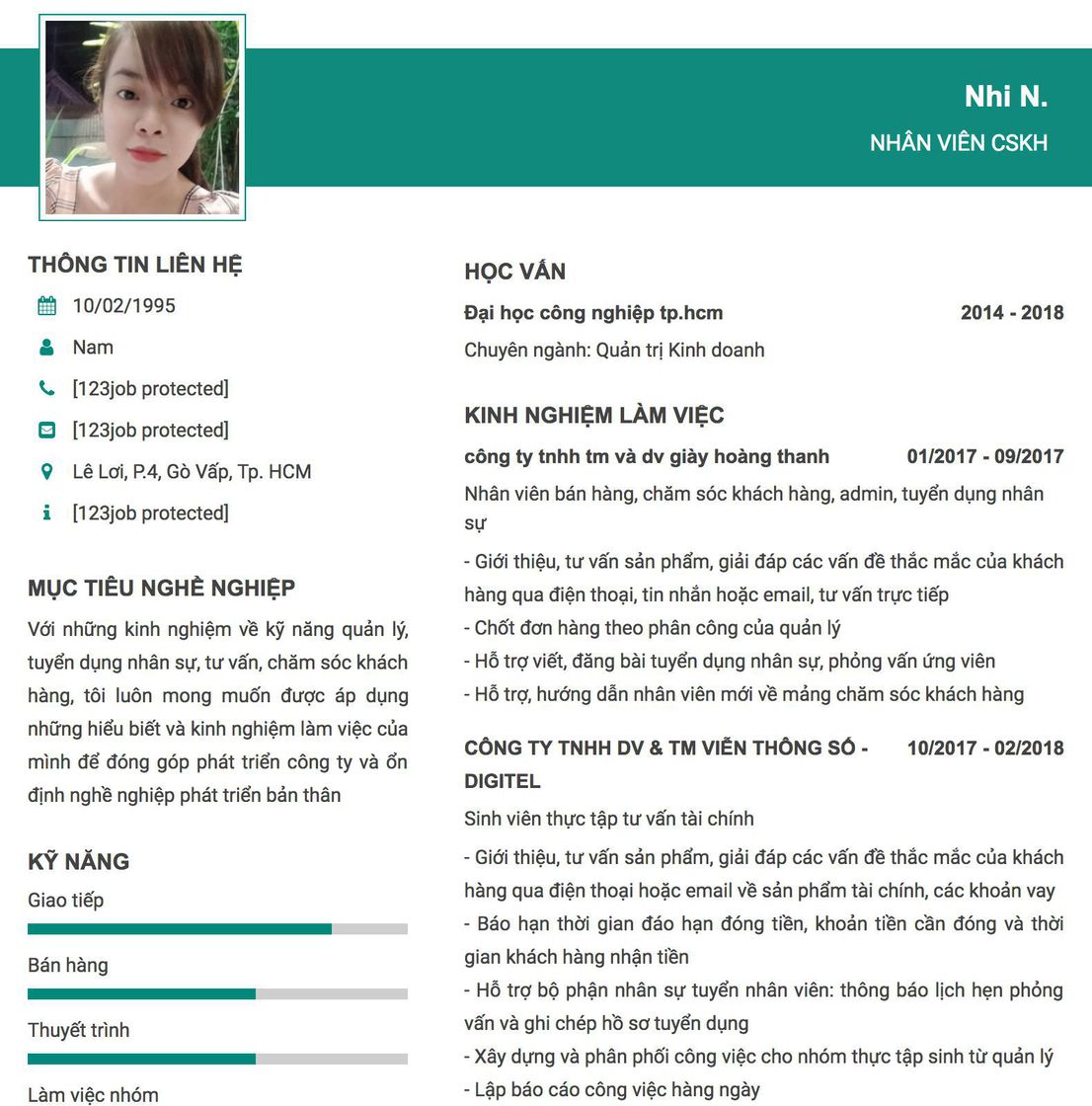 Gợi ý cách viết Mẫu CV tham khảo NHÂN VIÊN CSKH 