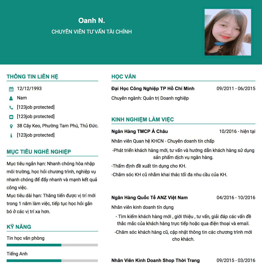 Gợi ý cách viết Mẫu CV tham khảo Chuyên viên tư vấn tài chính 