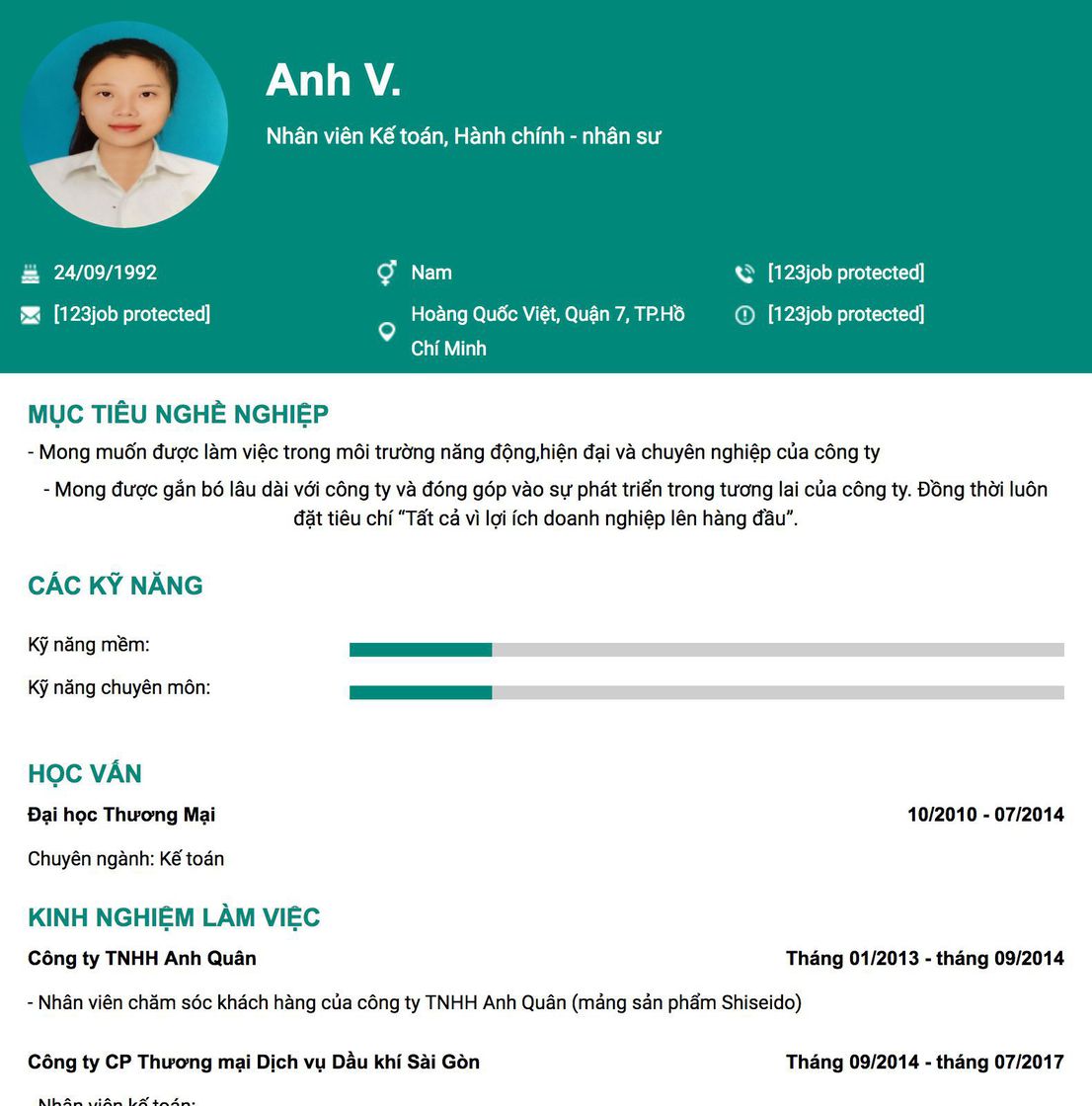 Gợi ý cách viết Mẫu CV tham khảo Nhân viên Kế toán, Hành chính - nhân sư 