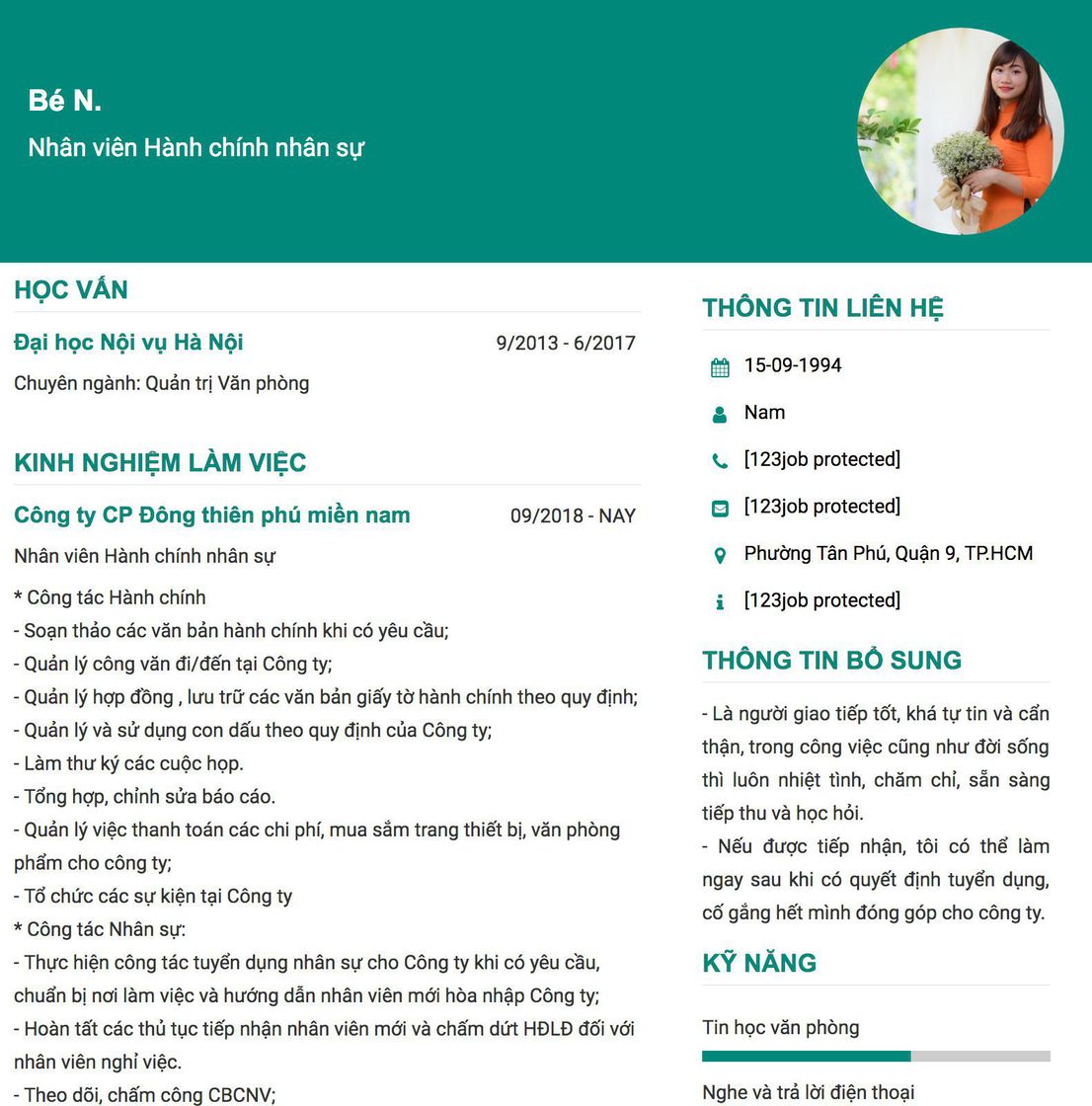 Gợi ý cách viết Mẫu CV tham khảo Nhân viên Hành chính nhân sự 