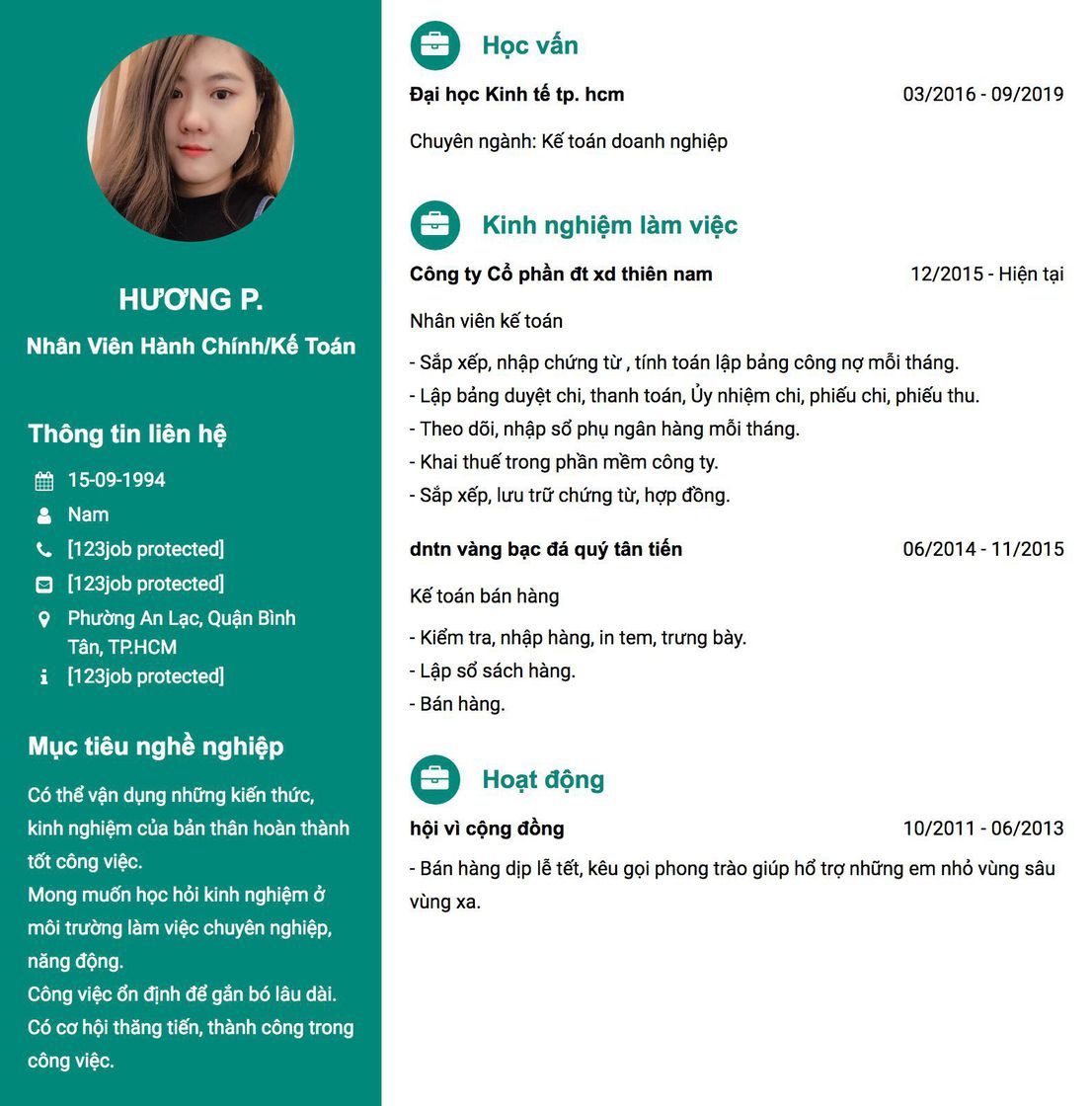 Gợi ý cách viết Mẫu CV tham khảo Nhân viên hành chính/kế toán 