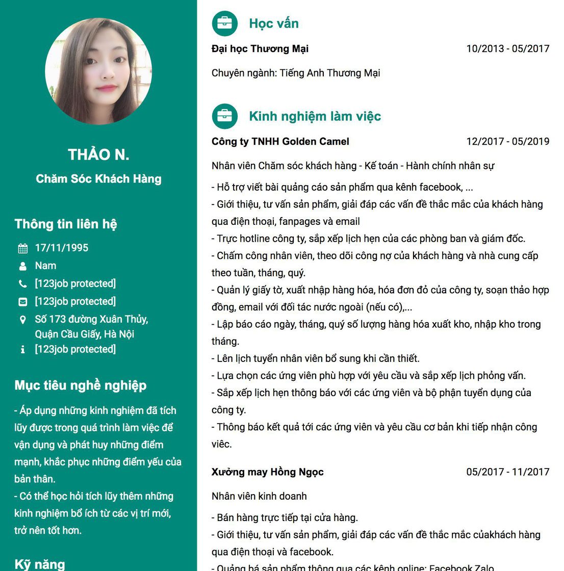 Gợi ý cách viết Mẫu CV tham khảo Chăm sóc khách hàng 