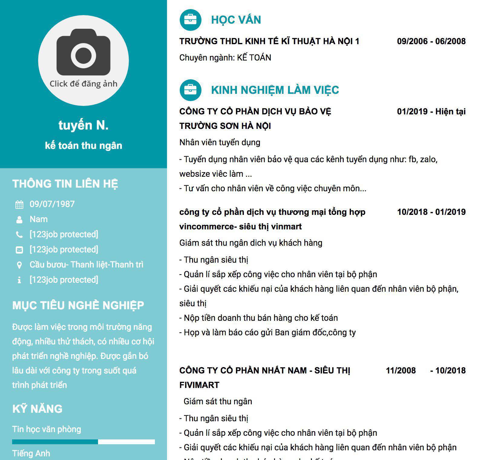 Gợi ý cách viết Mẫu CV tham khảo kế toán thu ngân 