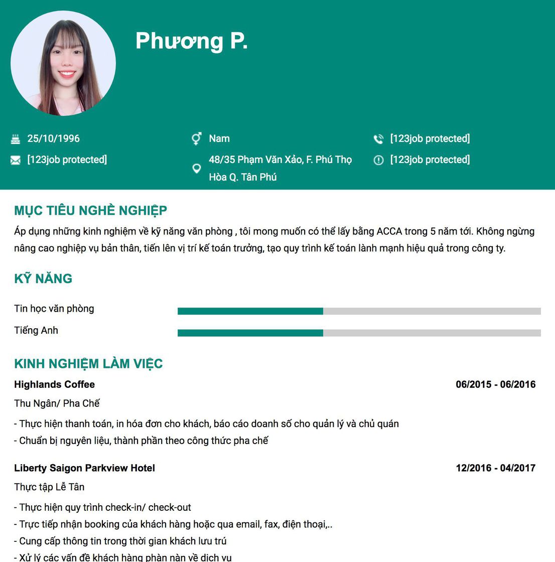 Gợi ý cách viết Mẫu CV tham khảo Thu Ngân/ Pha Chế 