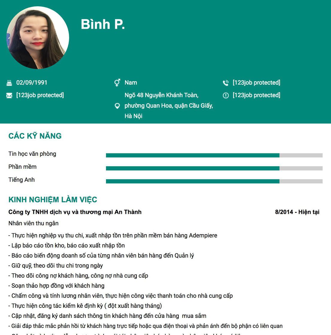 Gợi ý cách viết Mẫu CV tham khảo Nhân viên thu ngân 