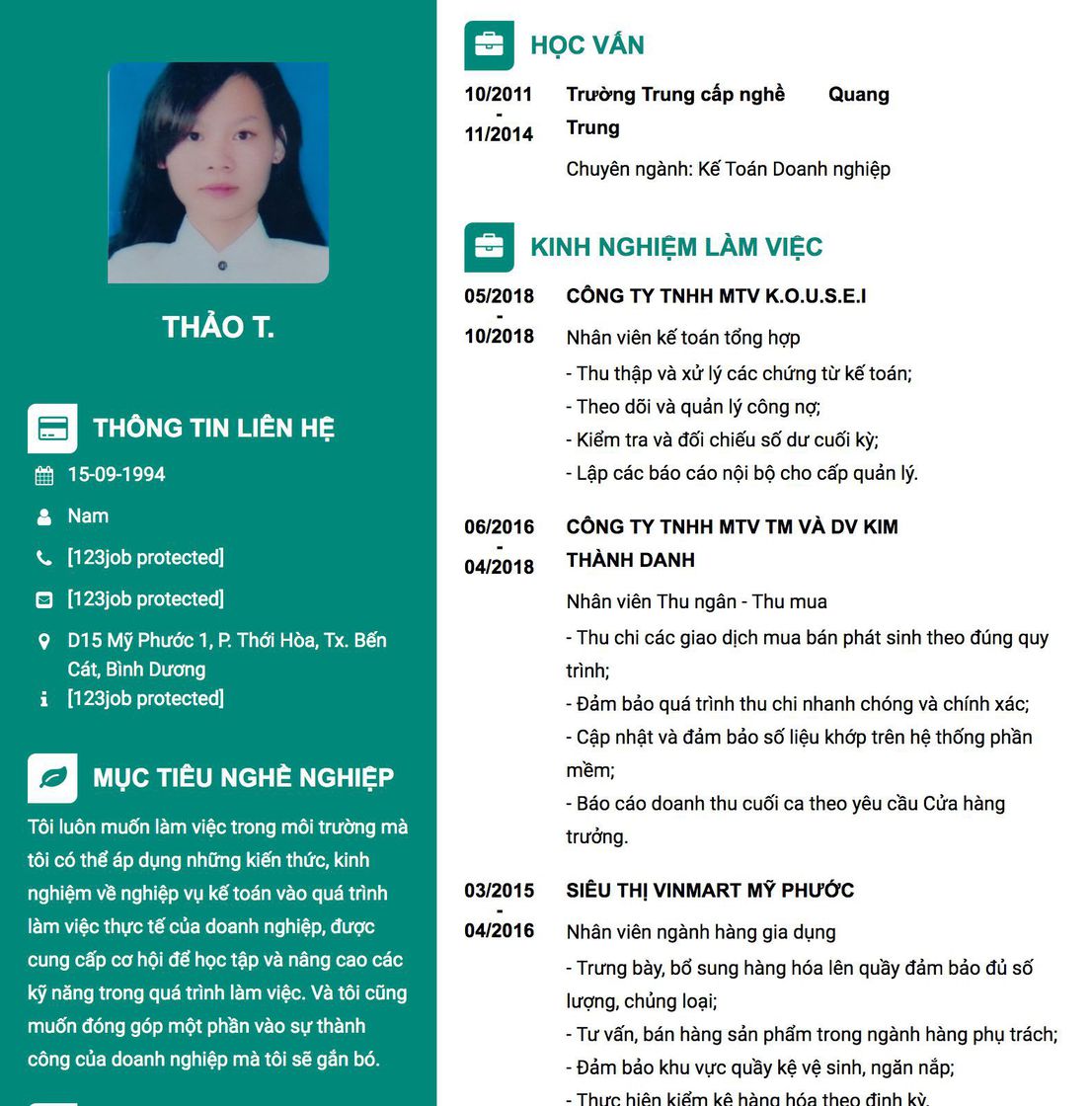 Gợi ý cách viết Mẫu CV tham khảo Nhân viên kế toán tổng hợp 