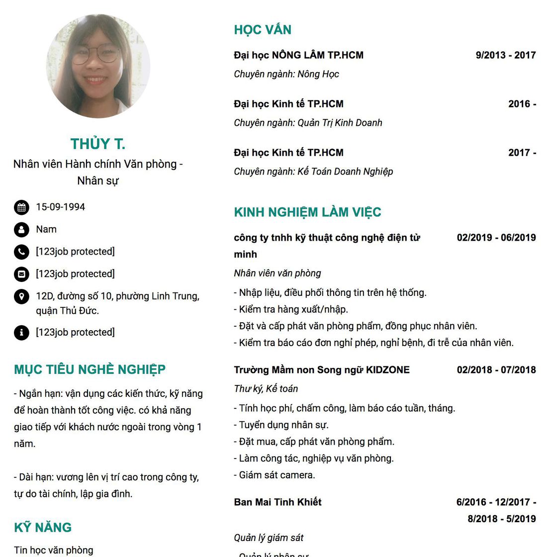 Gợi ý cách viết Mẫu CV tham khảo Nhân viên Hành chính Văn phòng - Nhân sự 