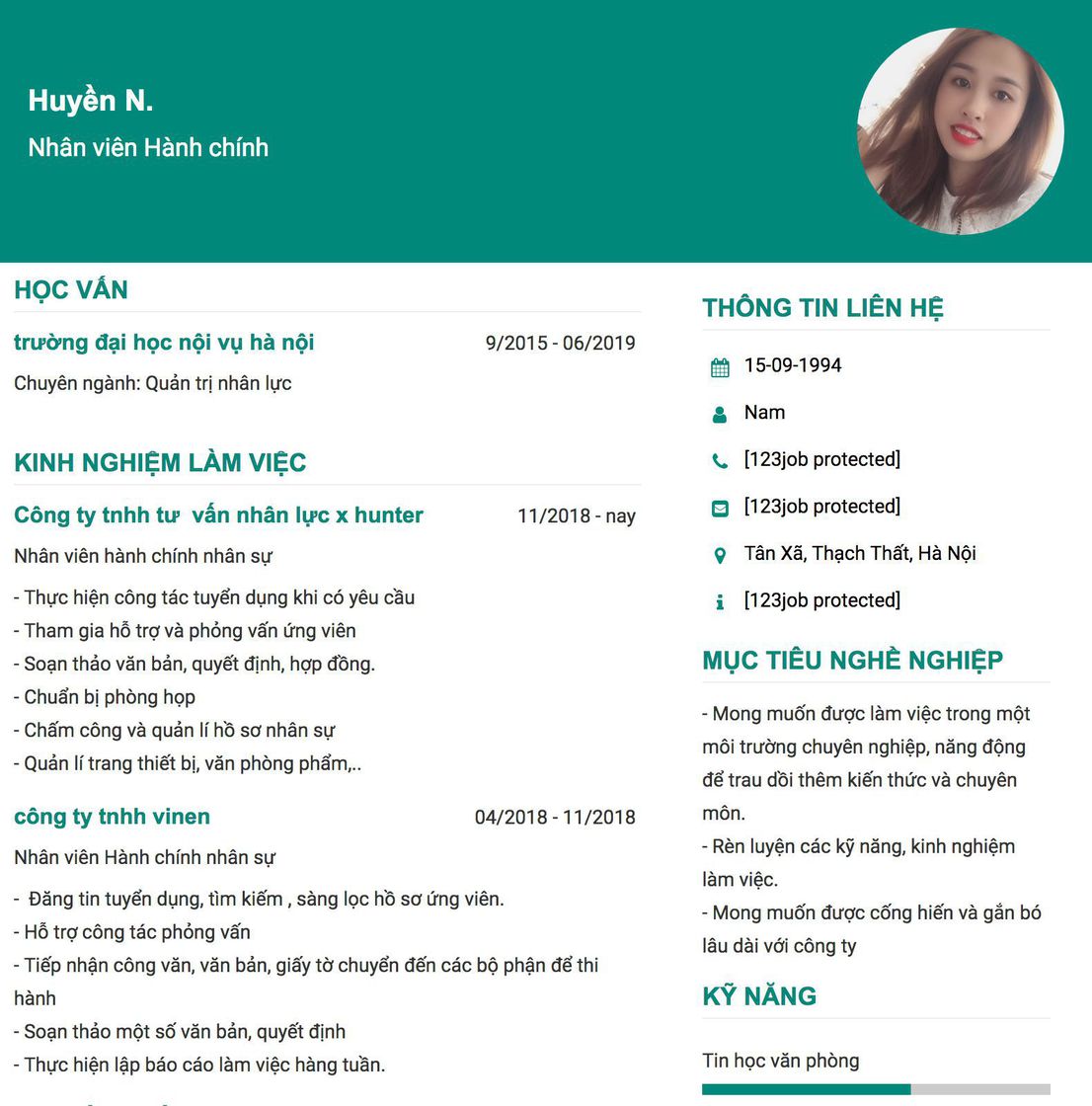 Gợi ý cách viết Mẫu CV tham khảo Nhân viên Hành chính 