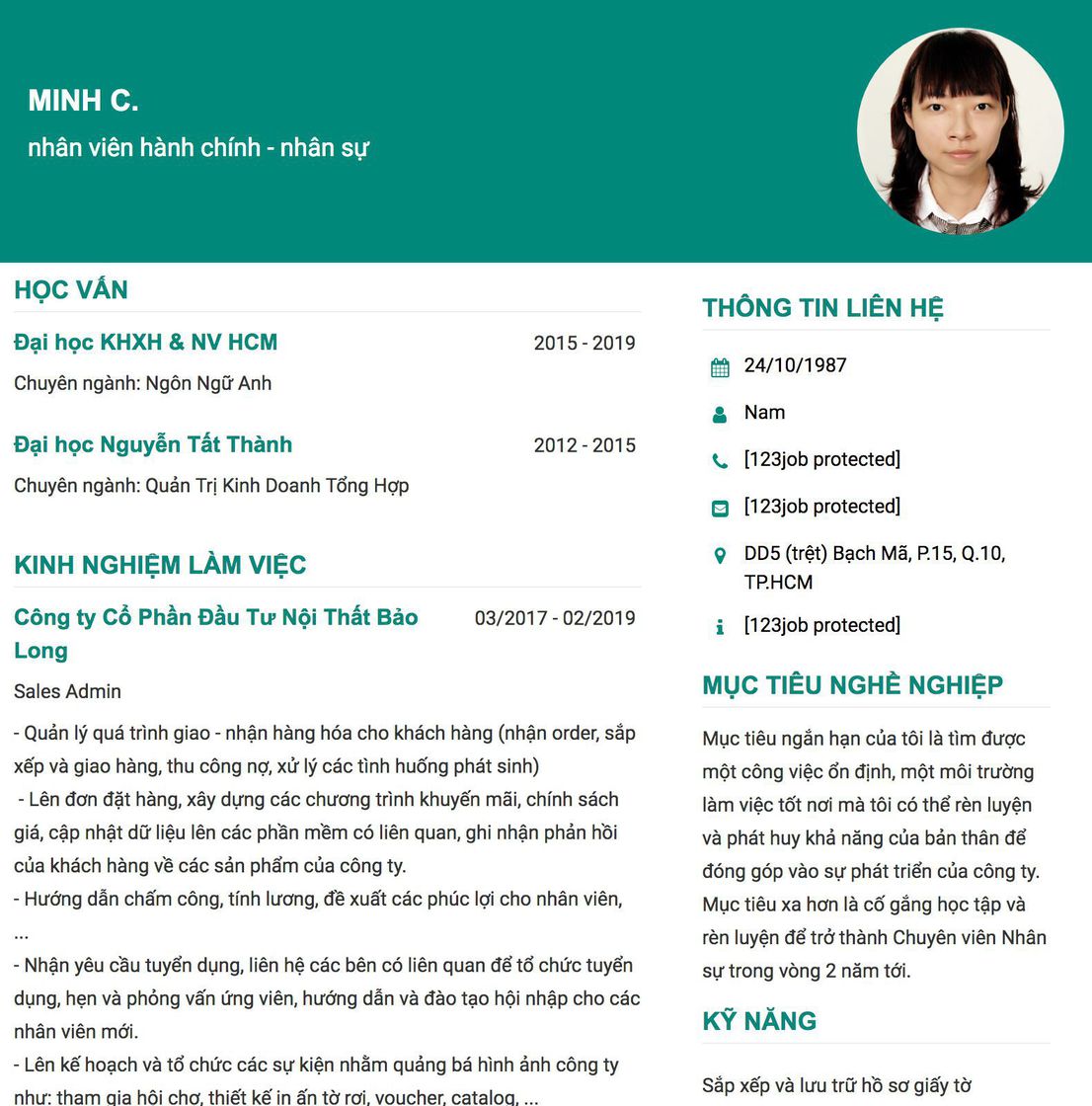 Gợi ý cách viết Mẫu CV tham khảo nhân viên hành chính - nhân sự 