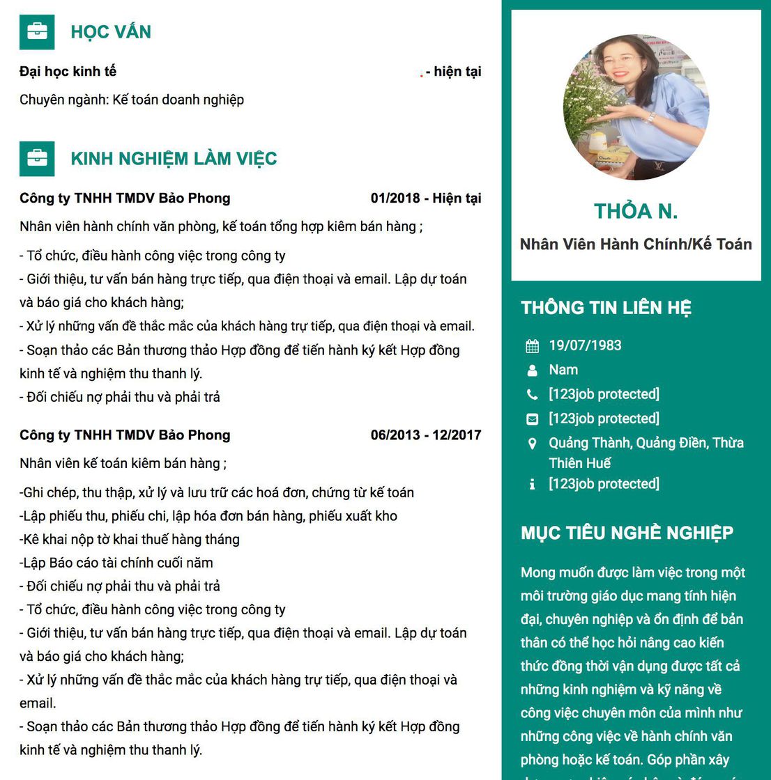 Gợi ý cách viết Mẫu CV tham khảo Nhân viên hành chính/Kế toán 