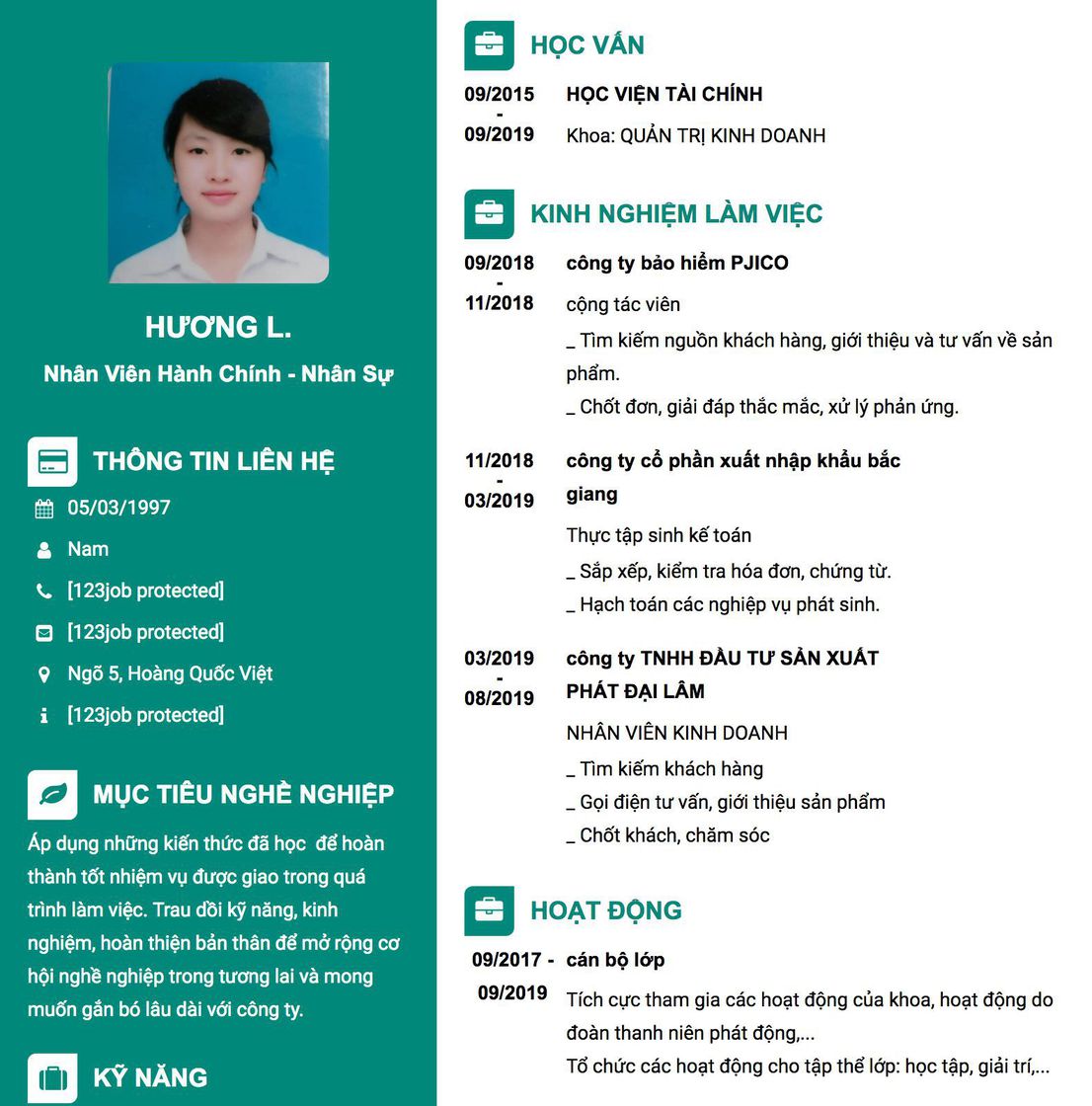 Gợi ý cách viết Mẫu CV tham khảo Nhân viên hành chính - nhân sự 