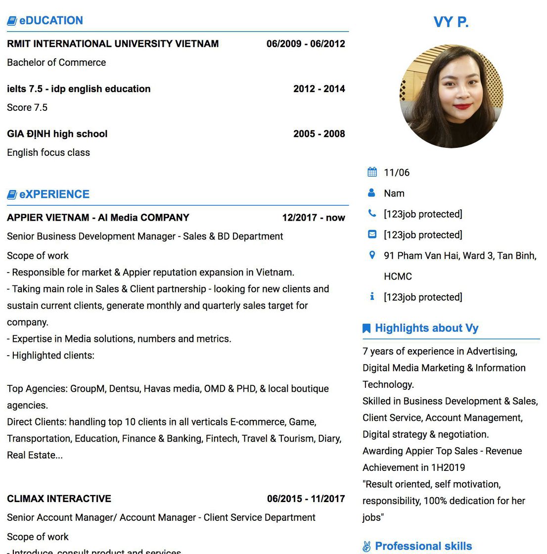 Gợi ý cách viết Mẫu CV tham khảo Senior Business Development Manager - Sales &amp; BD Department 
