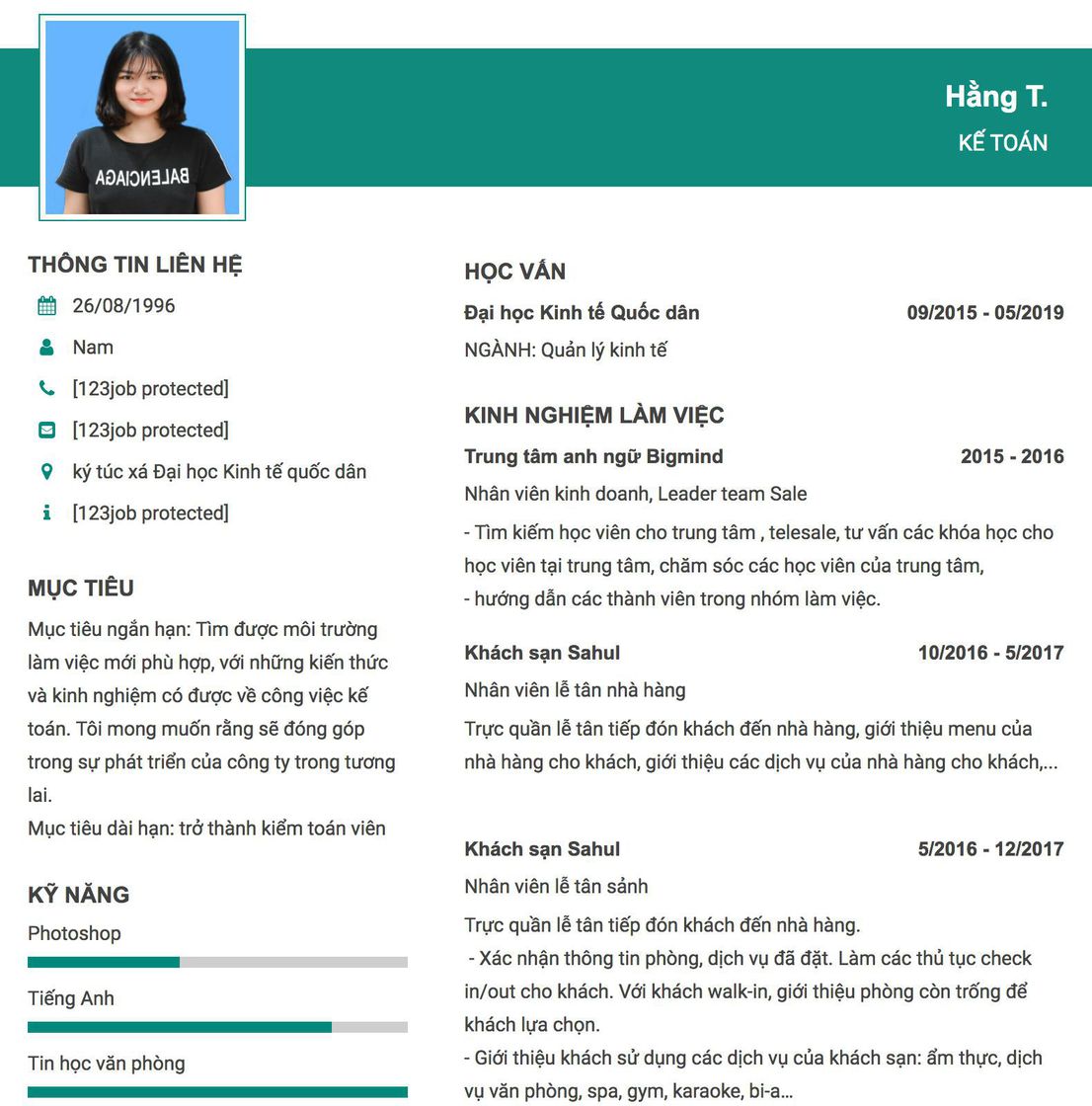 Gợi ý cách viết Mẫu CV tham khảo kế Toán 