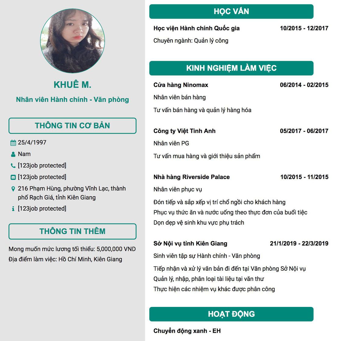 Gợi ý cách viết Mẫu CV tham khảo Nhân viên Hành chính - Văn phòng 