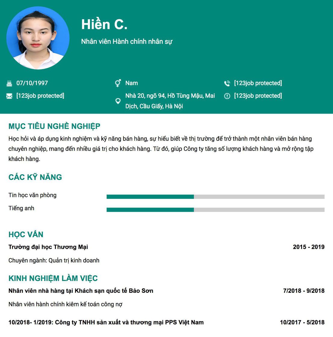 Gợi ý cách viết Mẫu CV tham khảo Nhân viên Hành chính nhân sự 