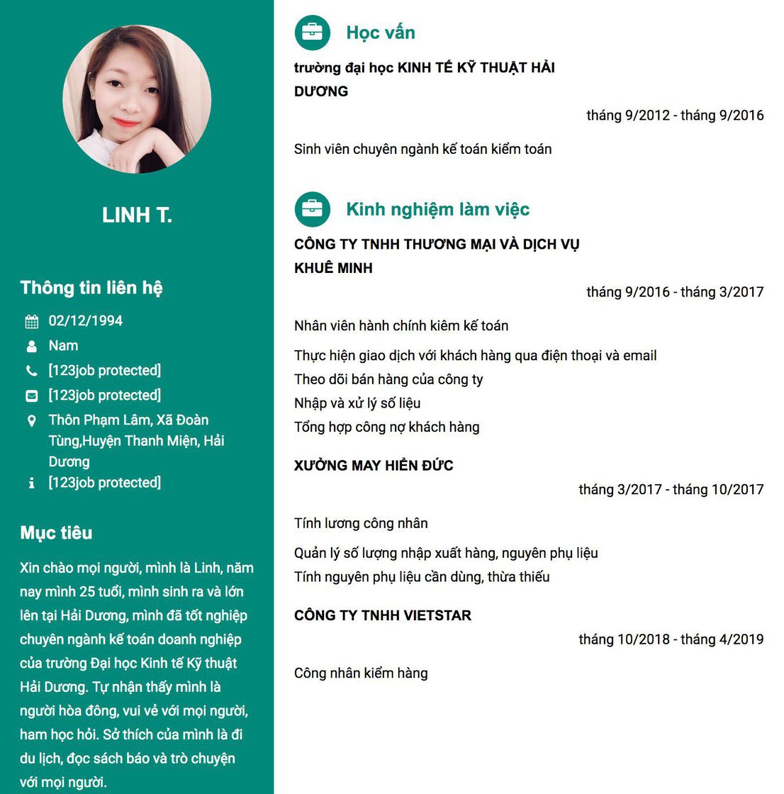 Gợi ý cách viết Mẫu CV tham khảo Nhân viên hành chính kiêm kế toán 