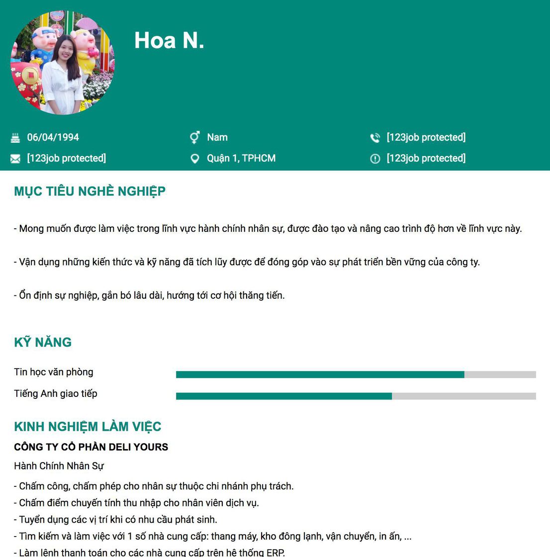 Gợi ý cách viết Mẫu CV tham khảo Hành Chính Nhân Sự 