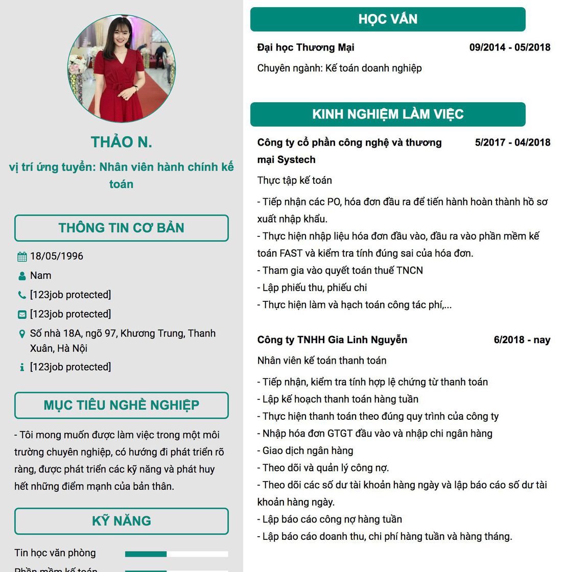 Gợi ý cách viết Mẫu CV tham khảo vị trí ứng tuyển: Nhân viên hành chính kế toán 