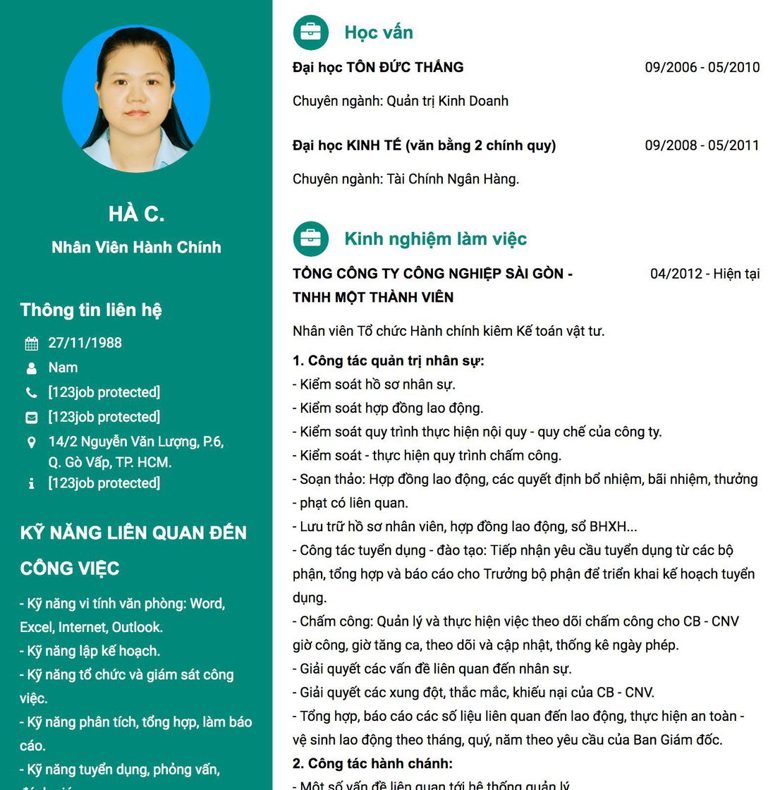 Gợi ý cách viết Mẫu CV tham khảo Nhân viên Hành chính 