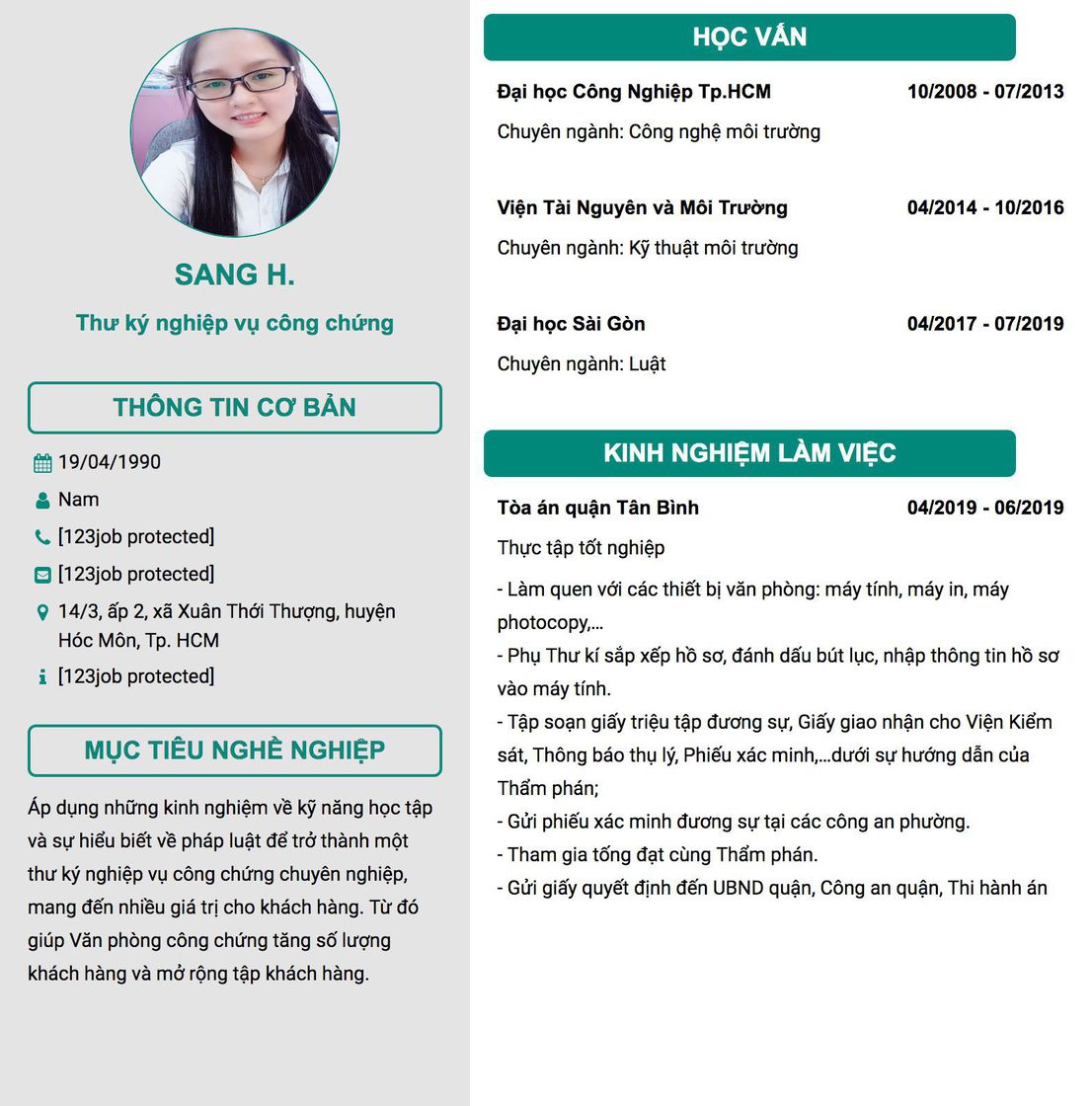 Gợi ý cách viết Mẫu CV tham khảo Thư ký nghiệp vụ công chứng 