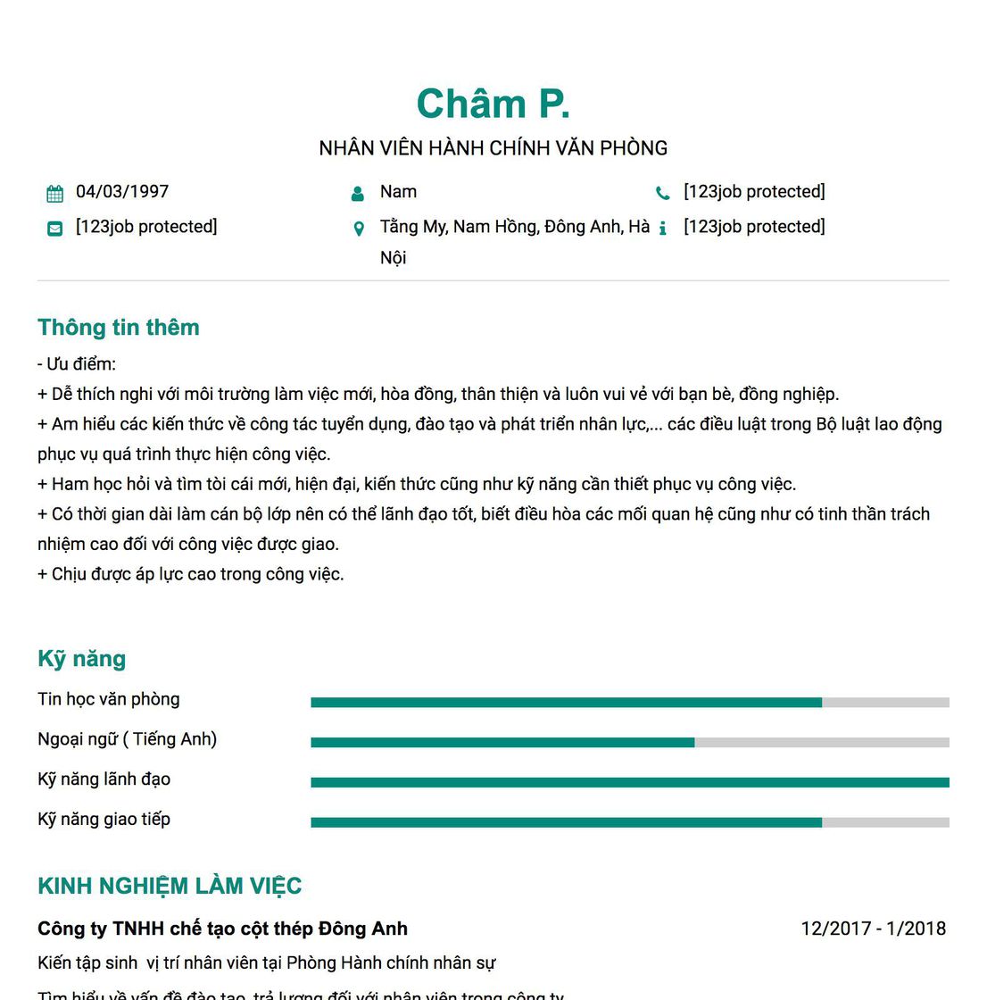 Gợi ý cách viết Mẫu CV tham khảo Nhân viên Hành chính Văn phòng 