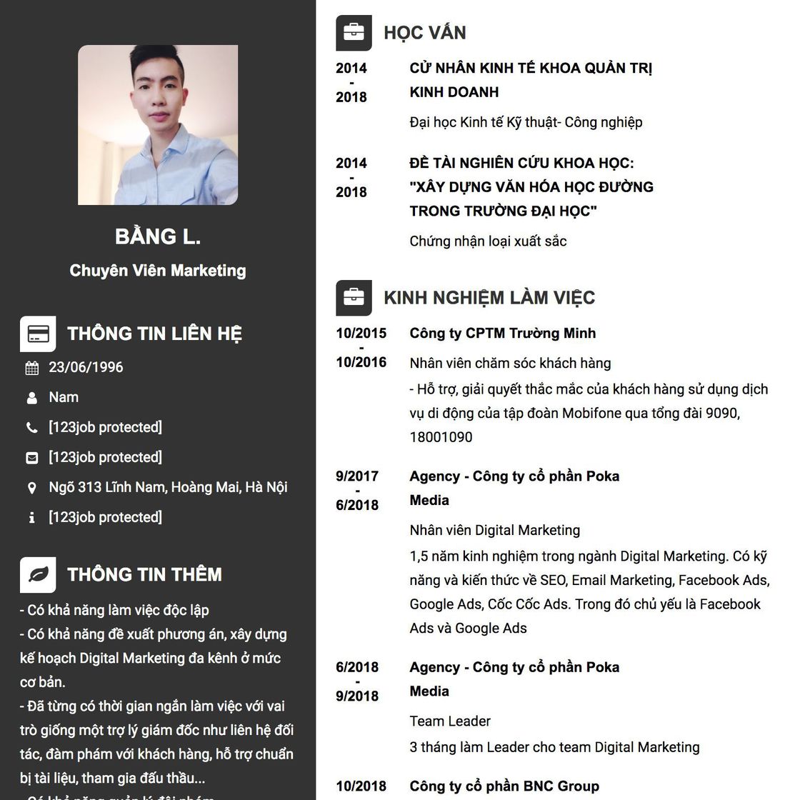 Gợi ý cách viết Mẫu CV tham khảo Chuyên viên Marketing 