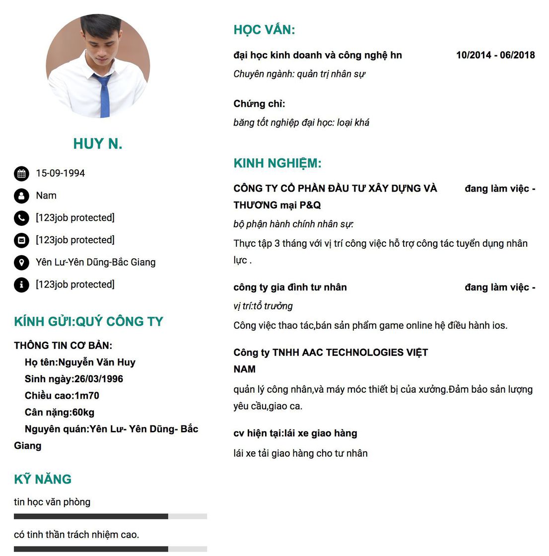 Gợi ý cách viết Mẫu CV tham khảo bộ phận hành chính nhân sự: