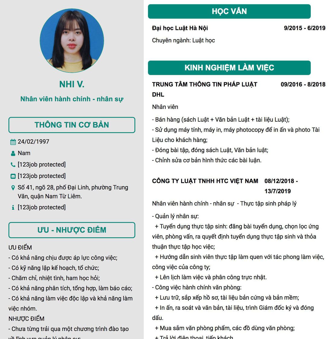 Gợi ý cách viết Mẫu CV tham khảo Nhân viên hành chính - nhân sự 