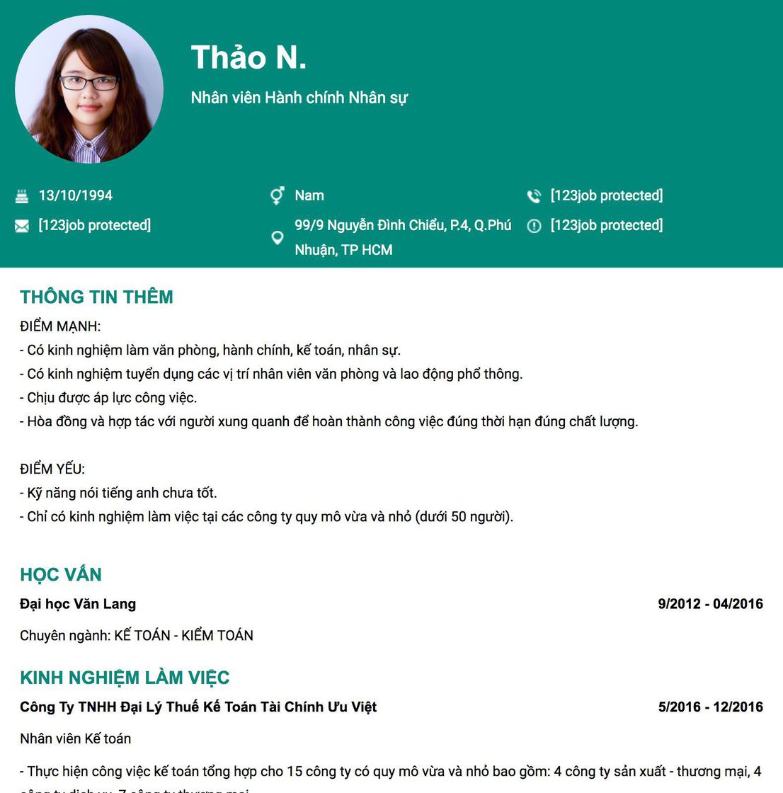 Gợi ý cách viết Mẫu CV tham khảo Nhân viên Hành chính Nhân sự 