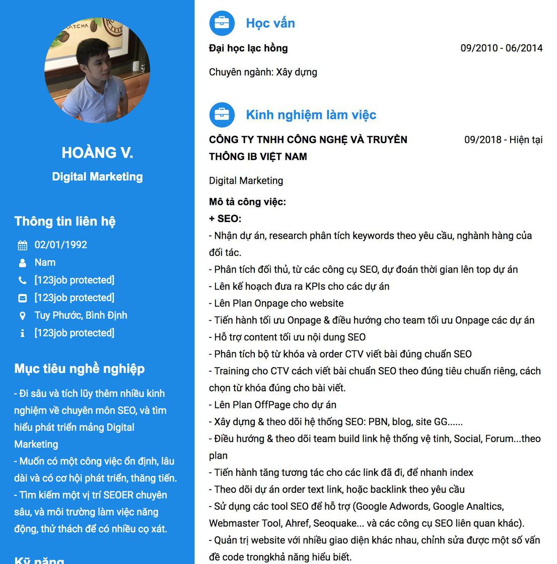 Gợi ý cách viết Mẫu CV tham khảo Digital Marketing 