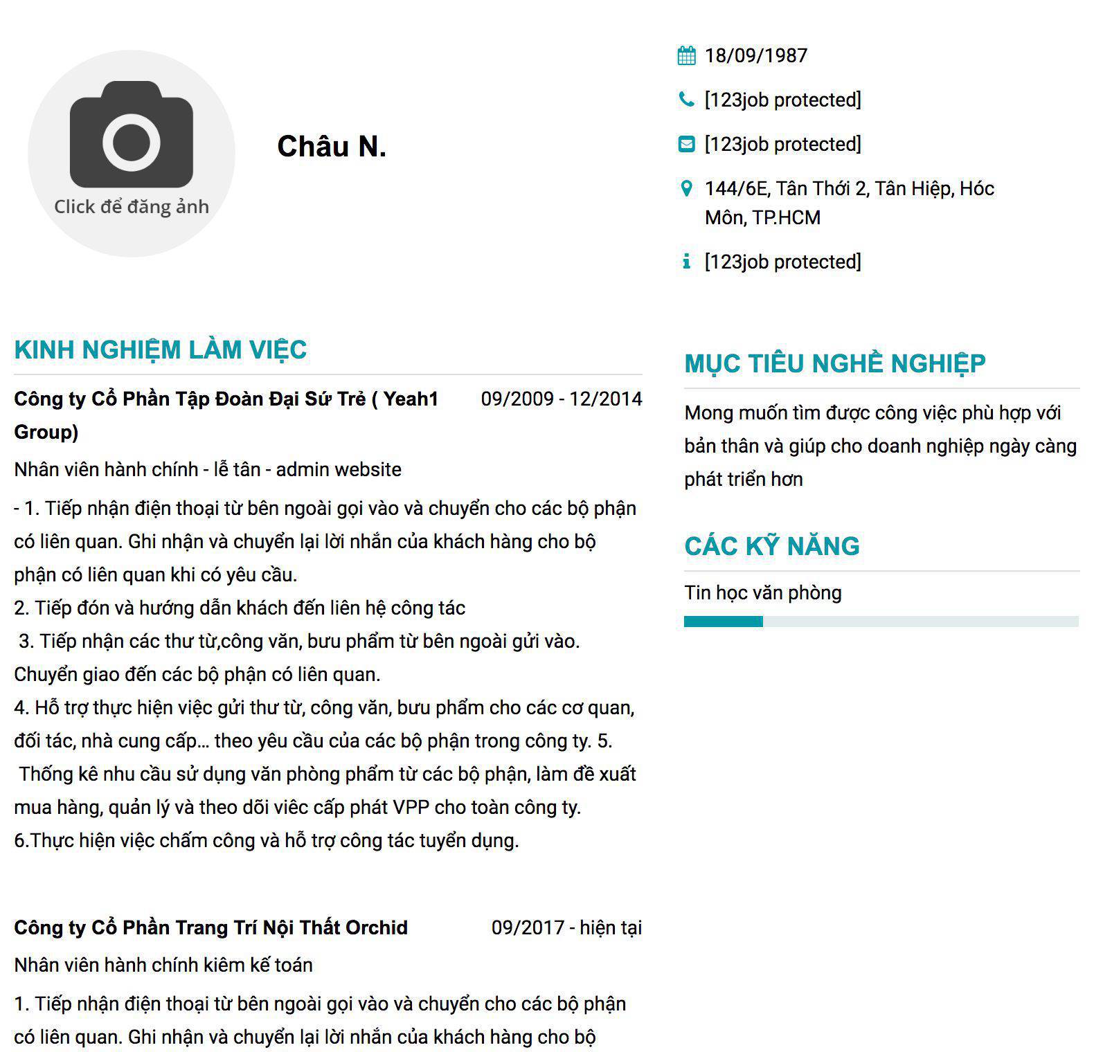 Gợi ý cách viết Mẫu CV tham khảo Nhân viên hành chính - lễ tân - admin website 
