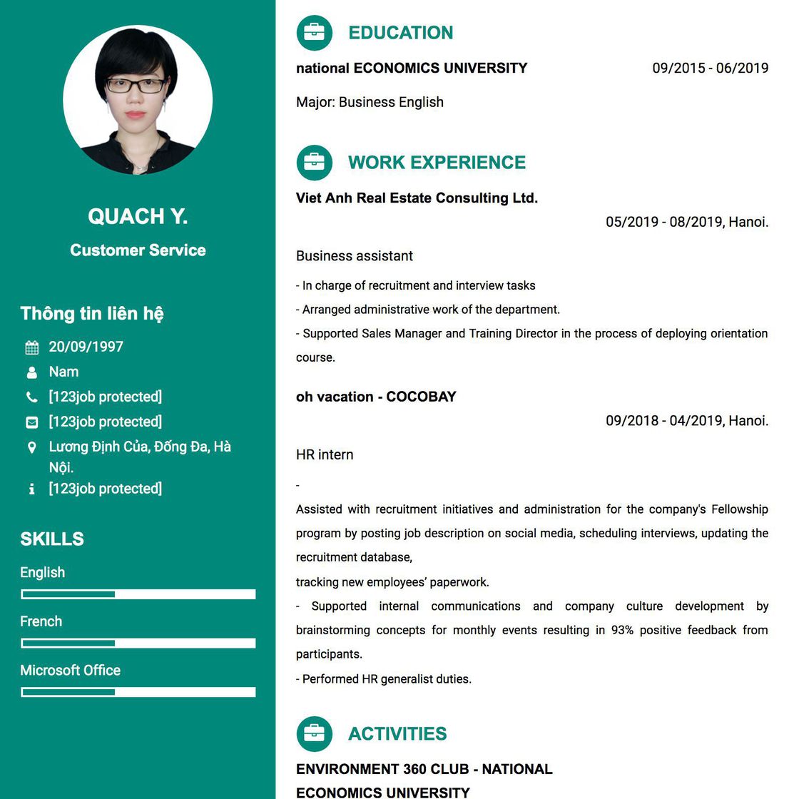 Gợi ý cách viết Mẫu CV tham khảo Customer Service 