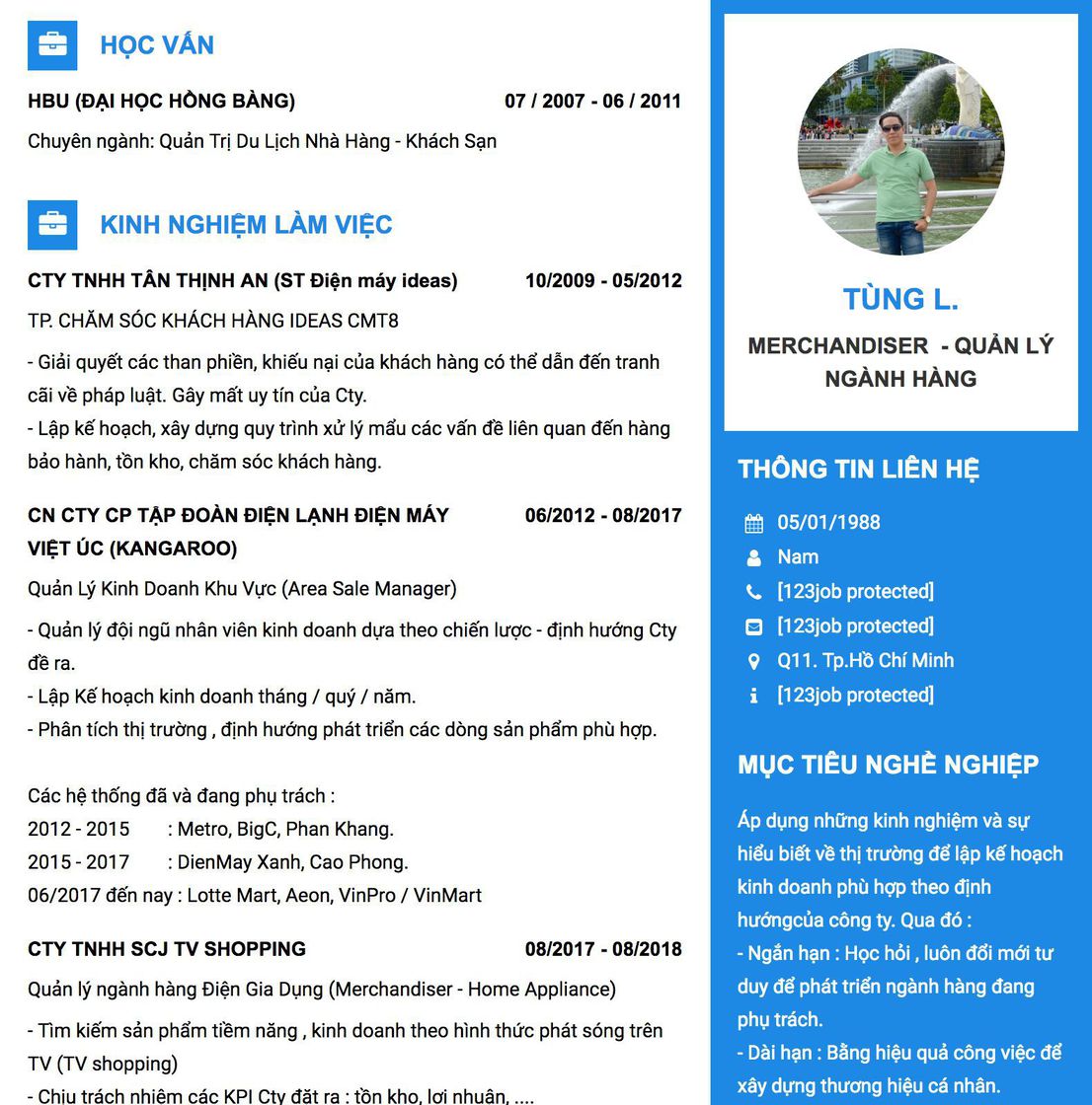 Gợi ý cách viết Mẫu CV tham khảo MERCHANDISER&nbsp; - QUẢN LÝ NGÀNH HÀNG 