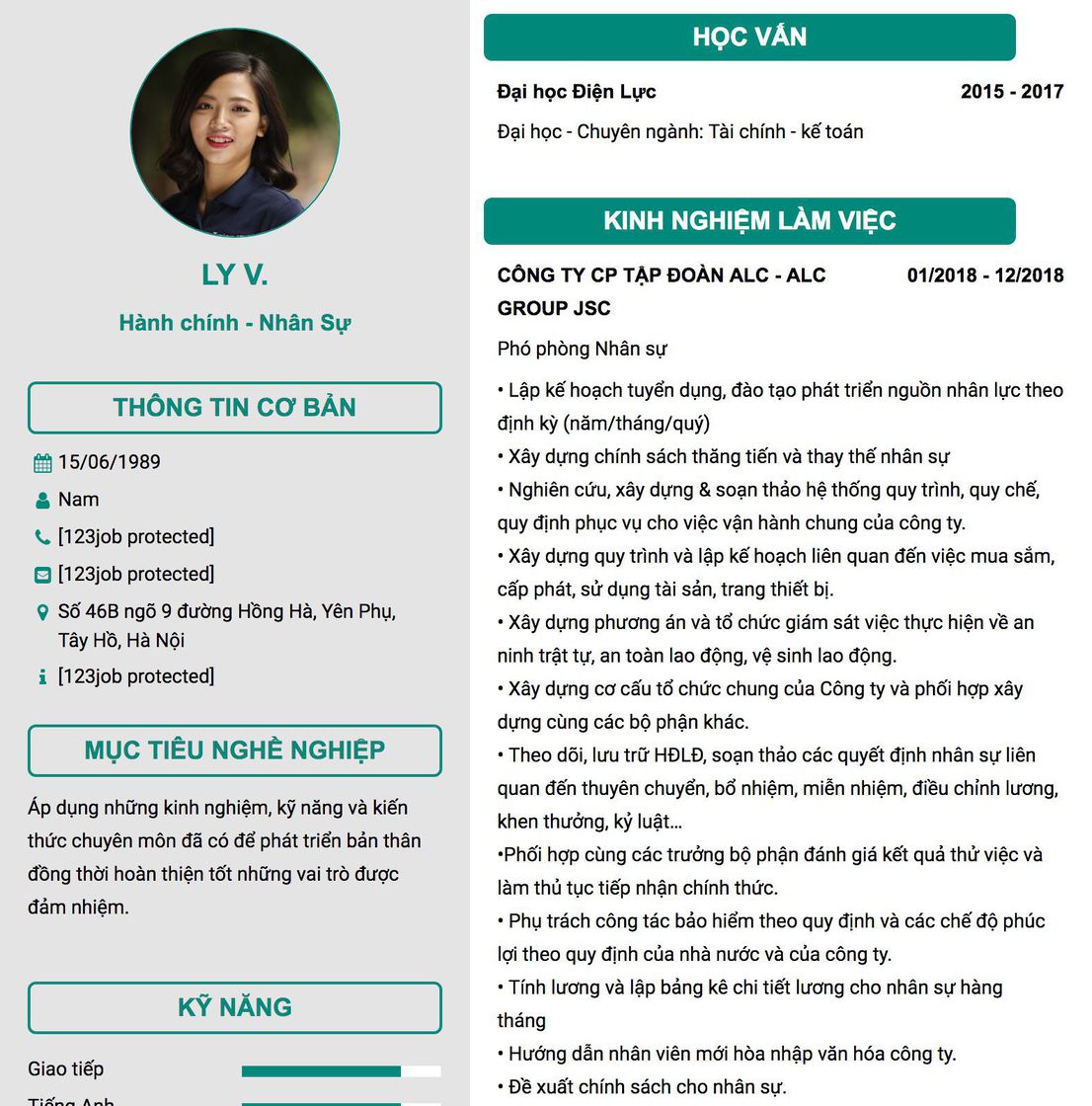 Gợi ý cách viết Mẫu CV tham khảo Hành chính - Nhân Sự 