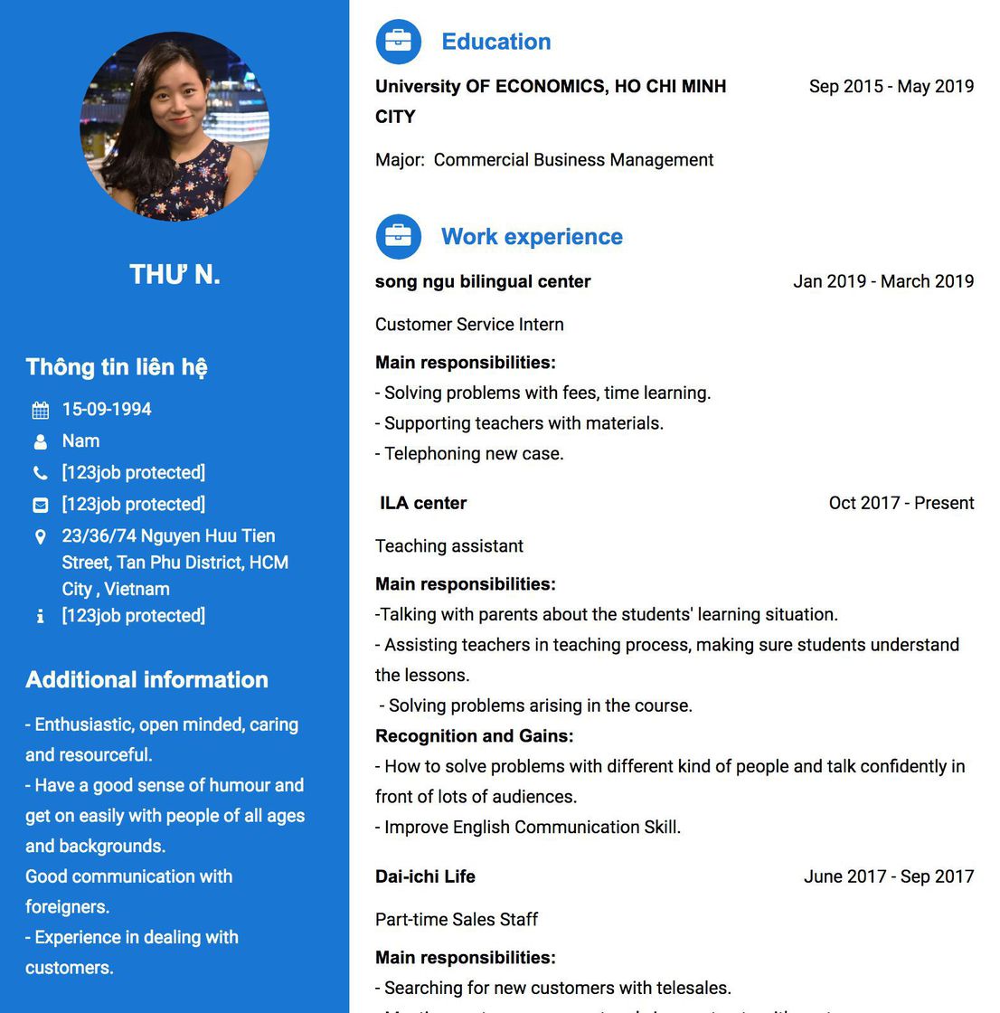 Gợi ý cách viết Mẫu CV tham khảo Customer Service Intern 