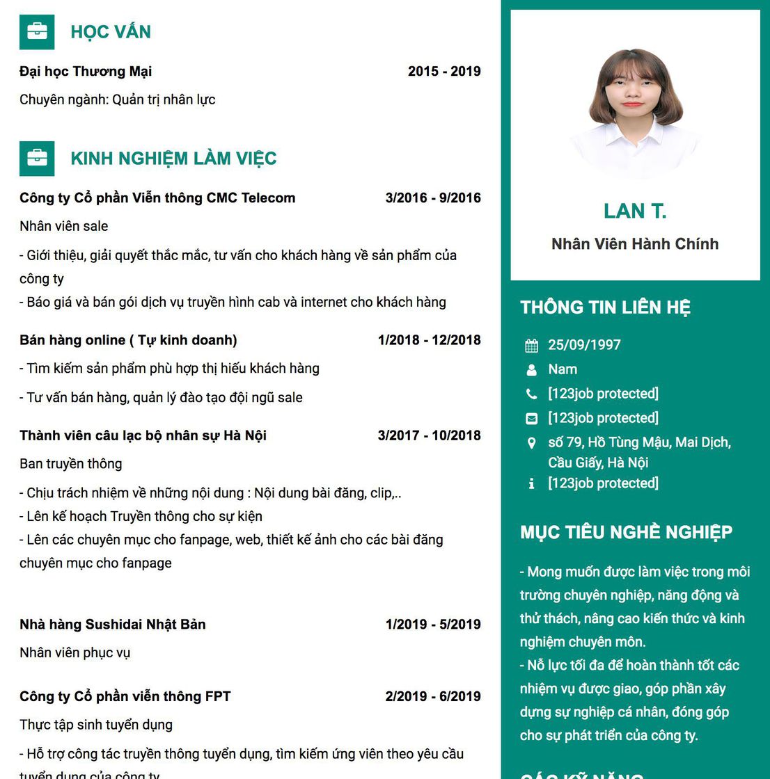 Gợi ý cách viết Mẫu CV tham khảo Nhân viên hành chính 