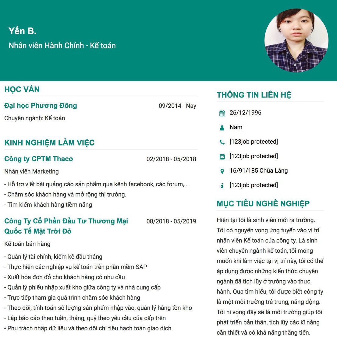 Gợi ý cách viết Mẫu CV tham khảo Nhân viên Hành Chính - Kế toán 