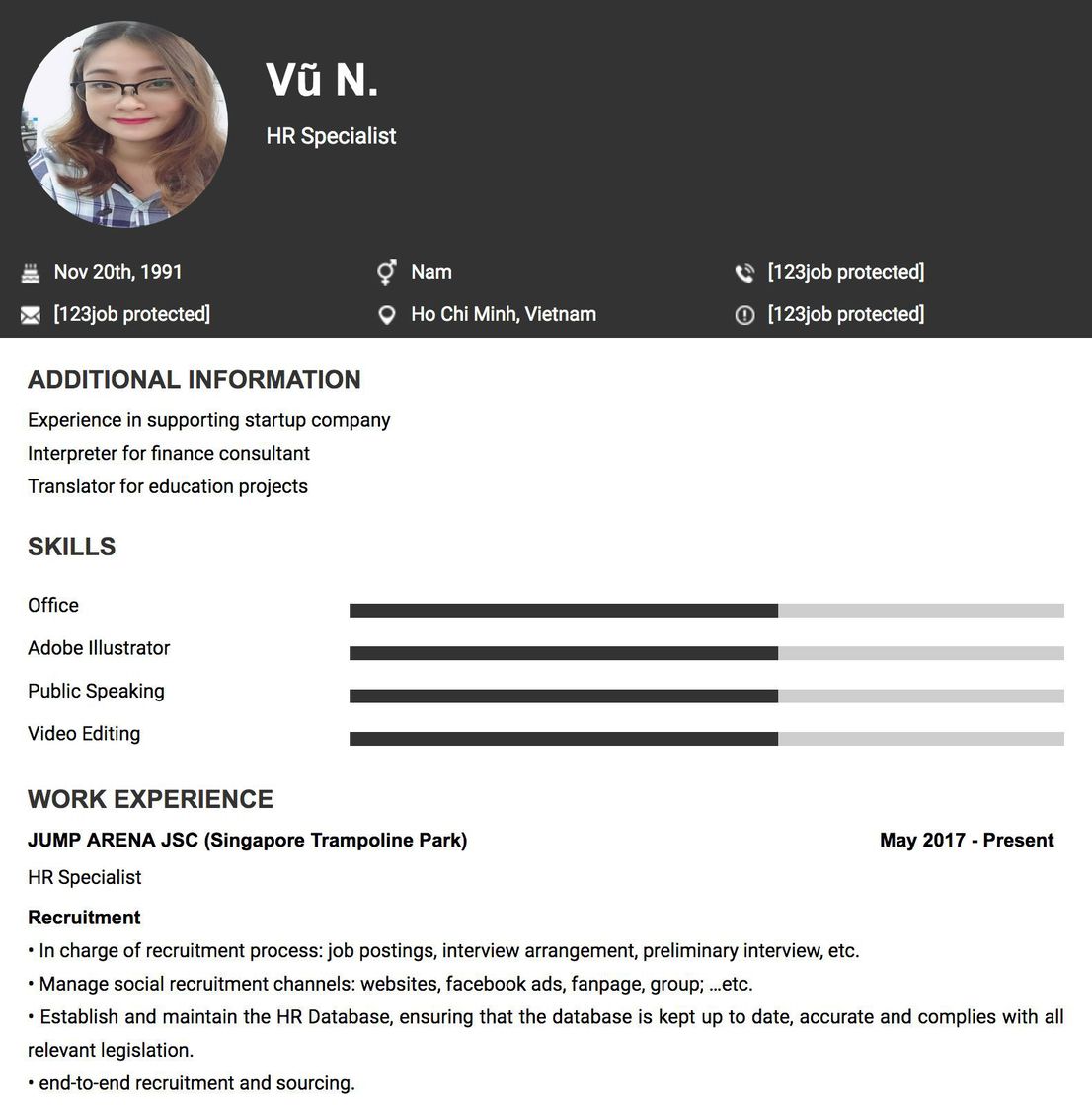 Gợi ý cách viết Mẫu CV tham khảo HR Specialist 