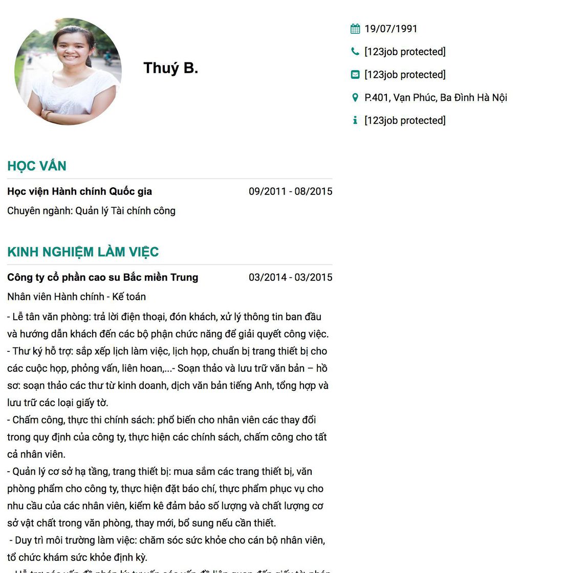 Gợi ý cách viết Mẫu CV tham khảo Nhân viên Hành chính - Kế toán 