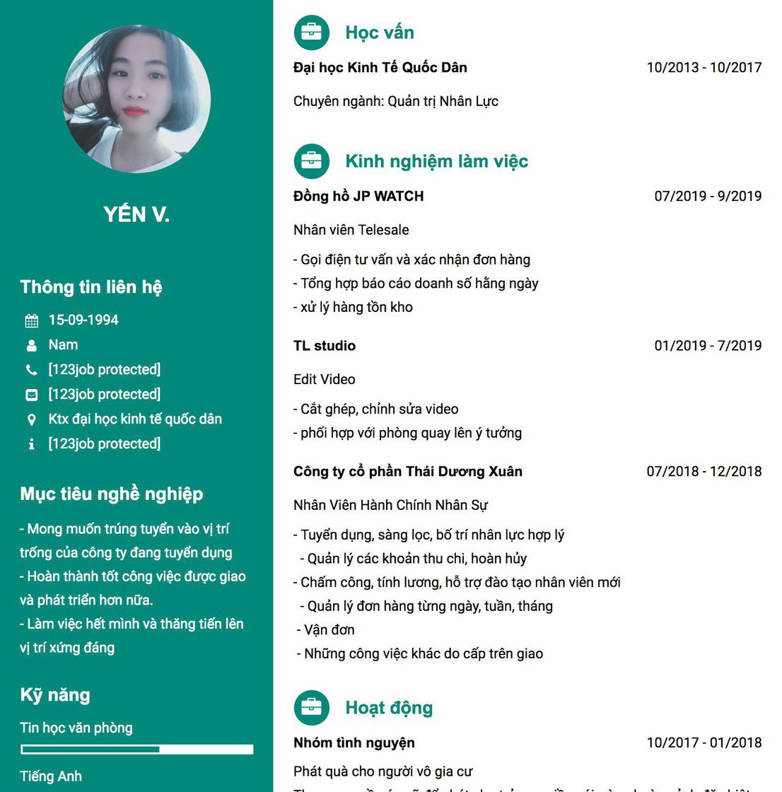 Gợi ý cách viết Mẫu CV tham khảo Nhân viên Telesale 