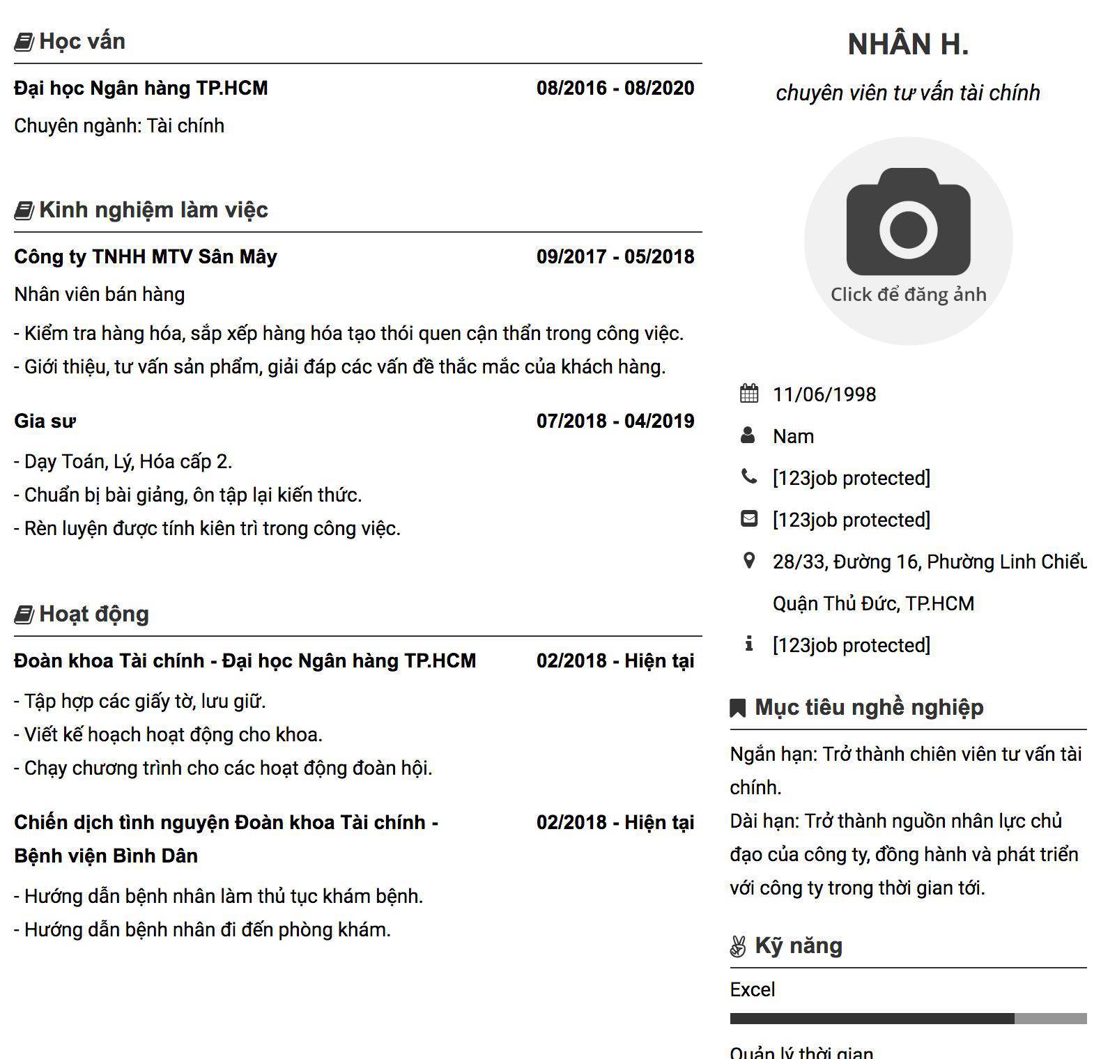Gợi ý cách viết Mẫu CV tham khảo chuyên viên tư vấn tài chính 