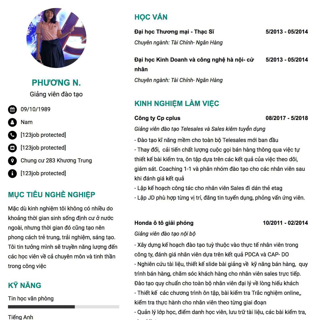 Gợi ý cách viết Mẫu CV tham khảo Giảng viên đào tạo 