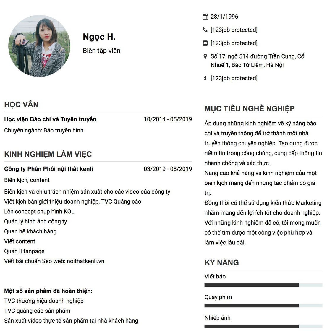 Gợi ý cách viết Mẫu CV tham khảo Biên tập viên 