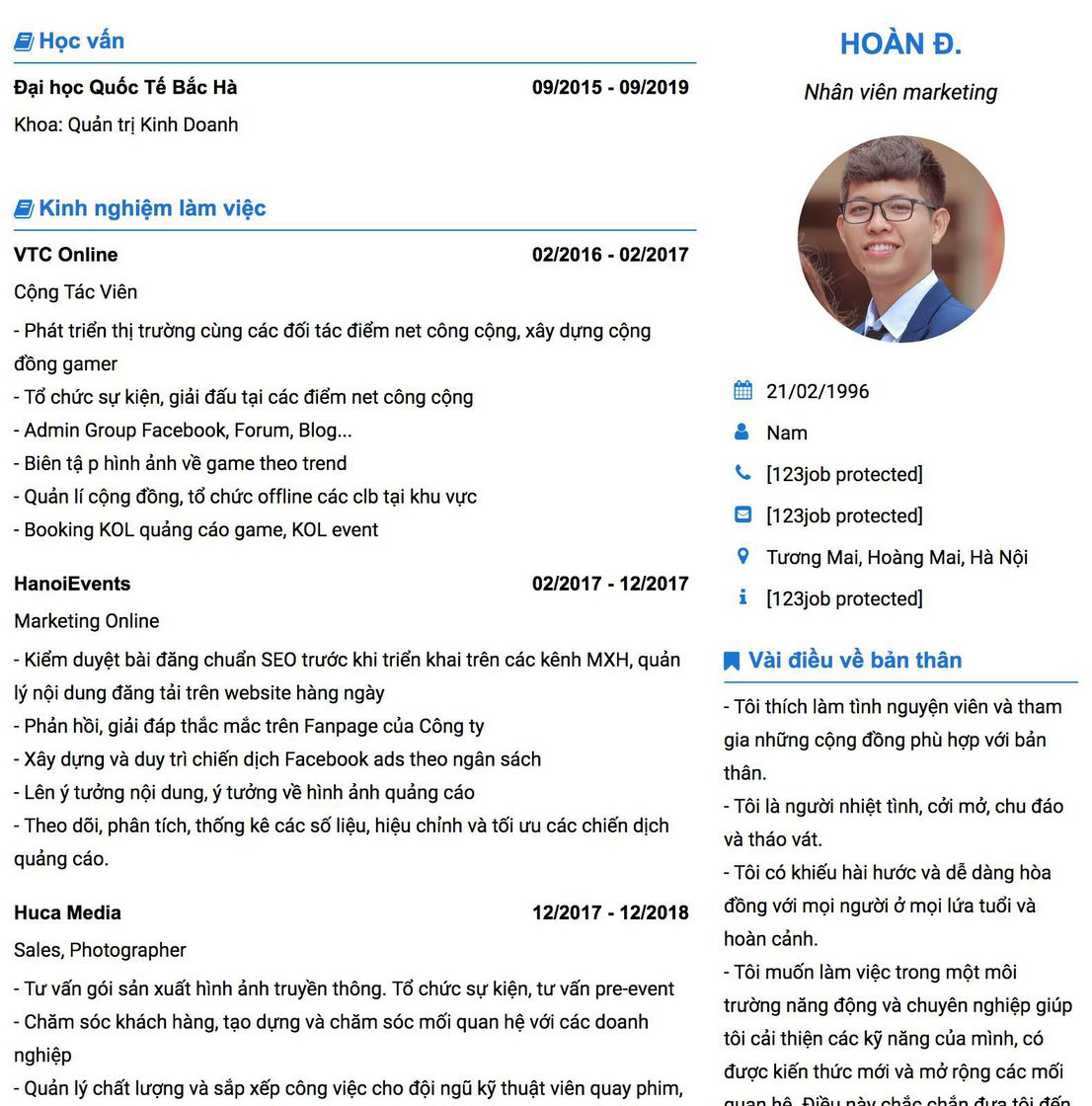 Gợi ý cách viết Mẫu CV tham khảo Nhân viên marketing 
