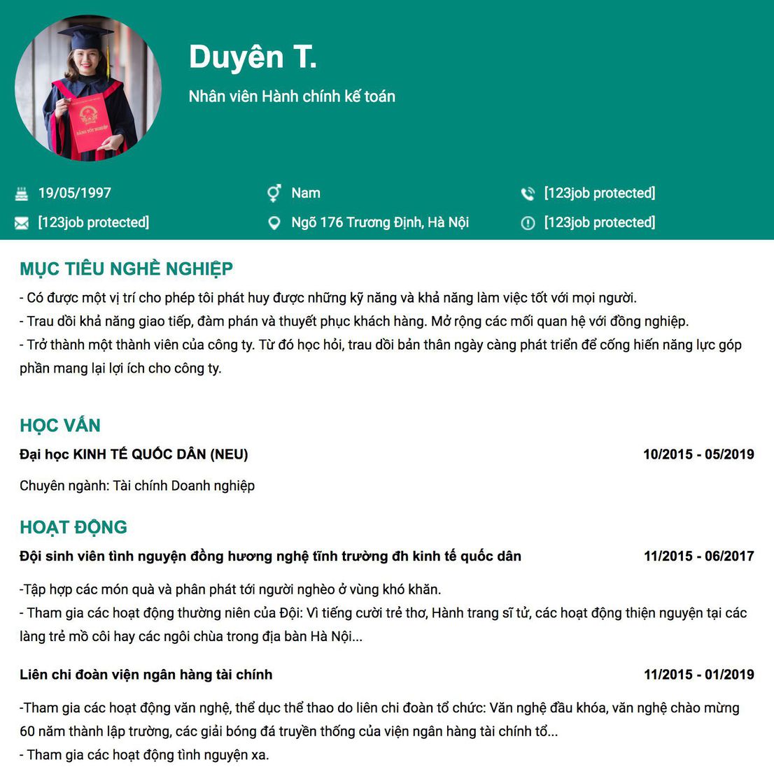 Gợi ý cách viết Mẫu CV tham khảo Nhân viên Hành chính kế toán 